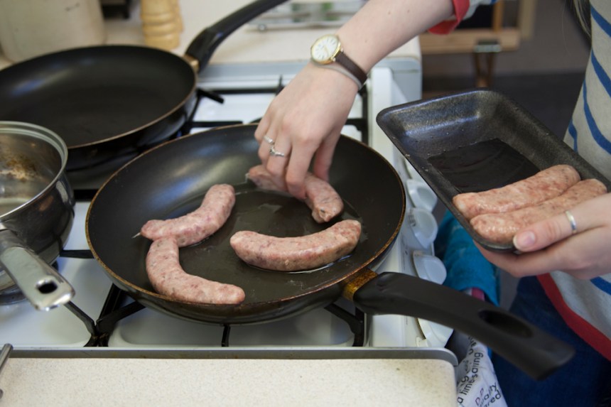 Frying the Sausages!